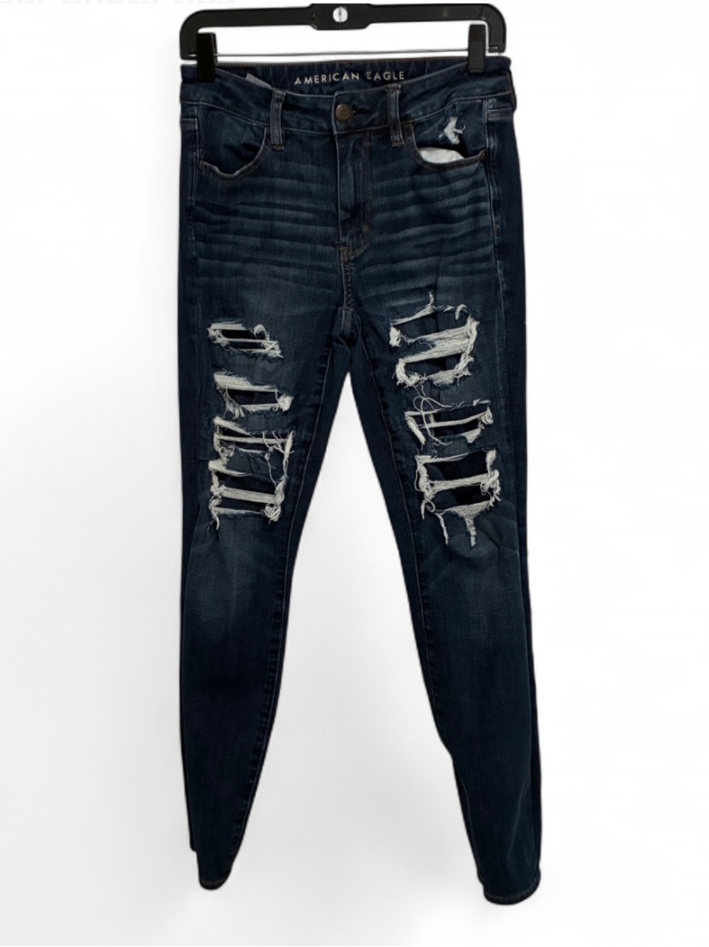 American Eagle Outfitters Dark Blue Distressed High Rise Jegging Jeans